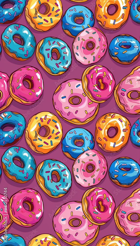 fun pattern of cartoon donuts. each donut is different fun pattern of cartoon donuts. each donut is different