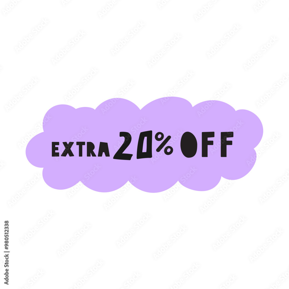Extra 20% off. Sale badge. Discount design. Illustration on white background. Extra 20% off. Sale badge. Discount design. Illustration on white background.