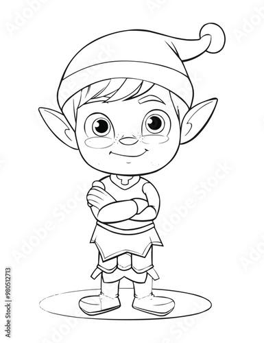 christmas Elf coloring page for kids