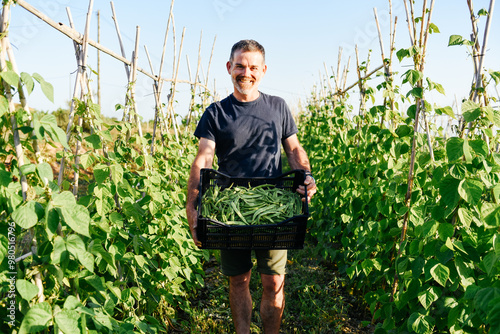 A Farmer Stands Proudly in His Bean Field