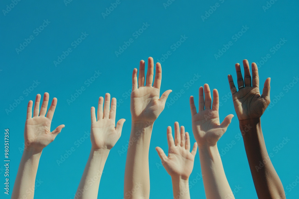 Human rights day, with different colors of people's hands Human rights day, with different colors of people's hands