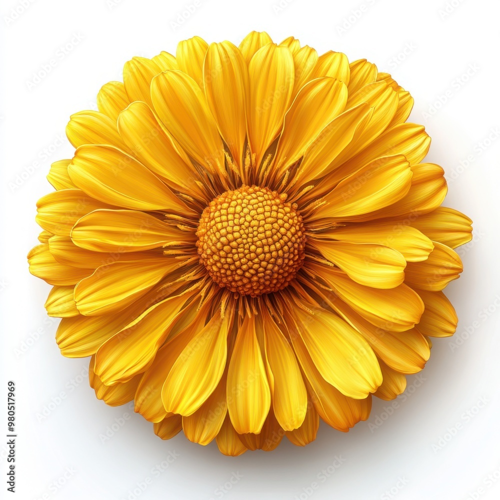 Golden Daisy Bloom: A close-up of a vibrant yellow daisy, showcasing the delicate petals and intricate details of this cheerful flower. The soft lighting and smooth texture create a sense of warmth an Golden Daisy Bloom: A close-up of a vibrant yellow daisy, showcasing the delicate petals and intricate details of this cheerful flower. The soft lighting and smooth texture create a sense of warmth an