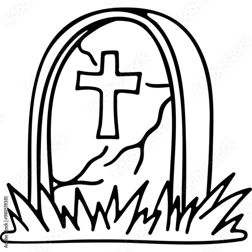 cute halloween grave illustration for card website, application, printing, document, poster design, etc.