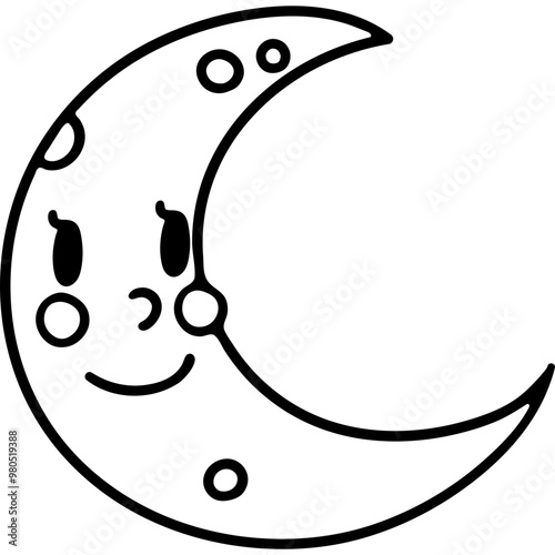 cute halloween moon illustration for card website, application, printing, document, poster design, etc.