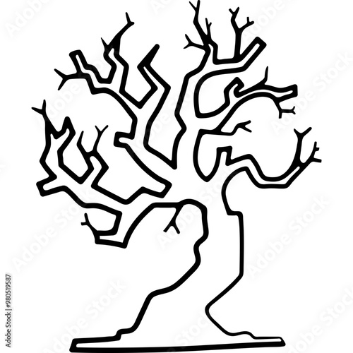 halloween tree shadow illustration for card website, application, printing, document, poster design, etc.