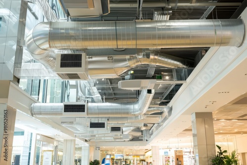 A Large HVAC System Cools A Busy Shopping Mall. The System Keeps The Indoor Environment Comfortable