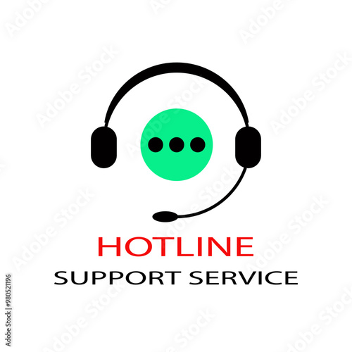 hotline support service with headphones. concept of consultation, telemarketing, consultant, secretary. isolated on white background. flat style modern brand design vector illustration