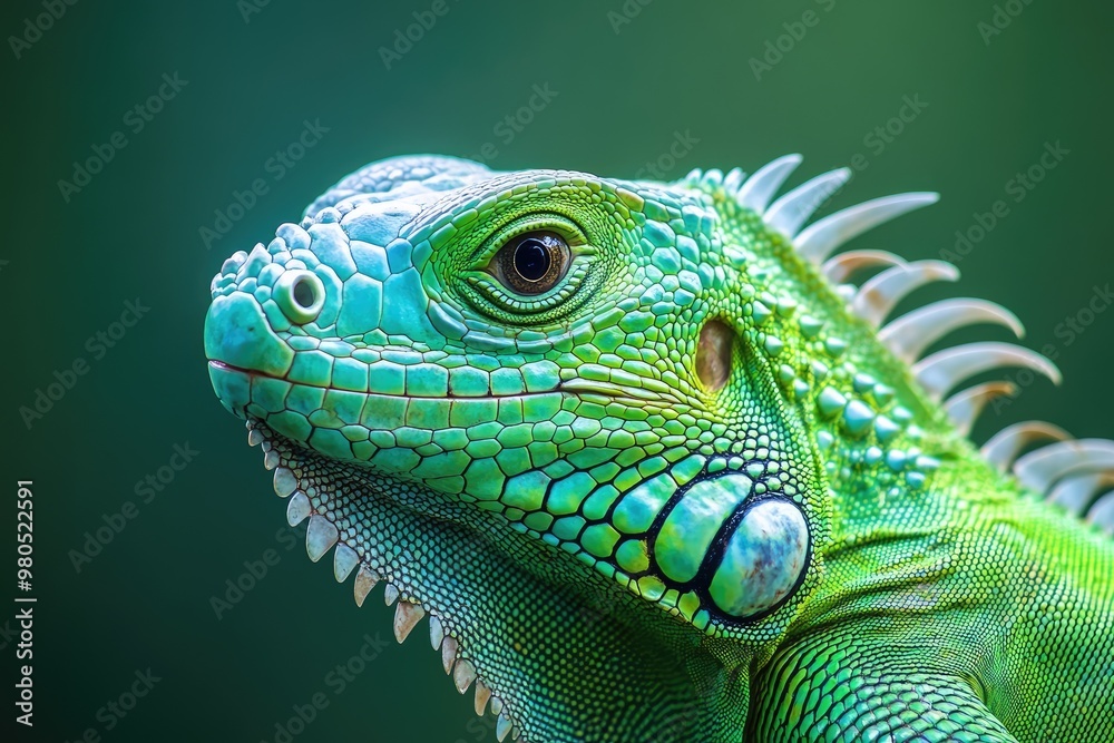 Green iguana posing on a tree branch in a tropical forest Green iguana posing on a tree branch in a tropical forest
