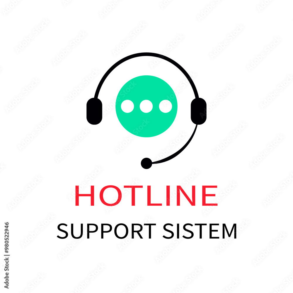 hotline support service with headphones. concept of consultation, telemarketing, consultant, secretary. isolated on white background. flat style modern brand design vector illustration hotline support service with headphones. concept of consultation, telemarketing, consultant, secretary. isolated on white background. flat style modern brand design vector illustration