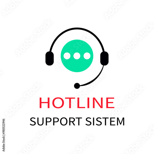 hotline support service with headphones. concept of consultation, telemarketing, consultant, secretary. isolated on white background. flat style modern brand design vector illustration