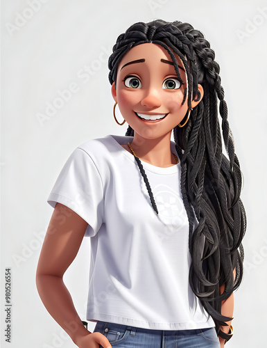black hair latin cartoon women