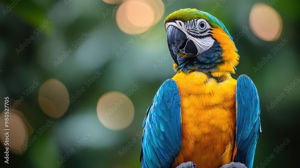 Blue and yellow macaw parrot sitting on a tree in the Amazon rainforest at Loboi Oboi National Park, captured in its natural habitat with a blurred background.
Blue and yellow macaw parrot sitting on a tree in the Amazon rainforest at Loboi Oboi National Park, captured in its natural habitat with a blurred background.