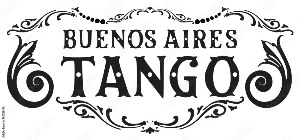 Fototapeta premium Buenos Aires Tango cartel con tipografía fileteado porteño