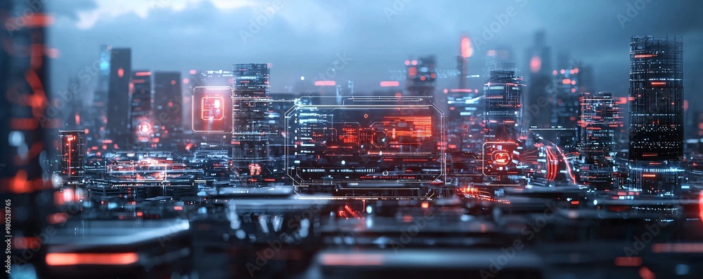 AI-powered future, digital networks, futuristic architecture, holographic interfaces AI-powered future, digital networks, futuristic architecture, holographic interfaces