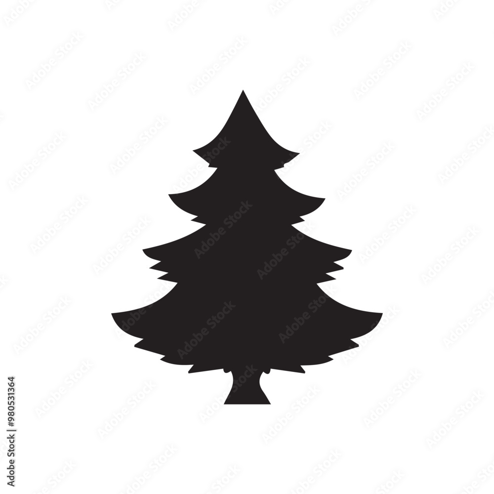 Obraz premium Christmas Design Element Clipart - Xmas Tree Silhouette Vector illustration