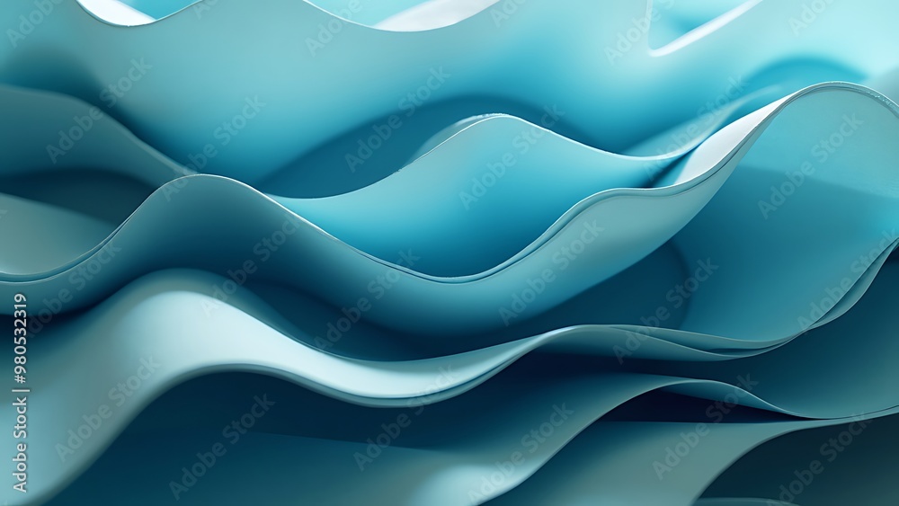 Obraz premium Elegant abstract blue curves with gradient flow for modern design backgrounds, minimalist art, and sleek visuals. Perfect for contemporary digital projects and creative presentations.