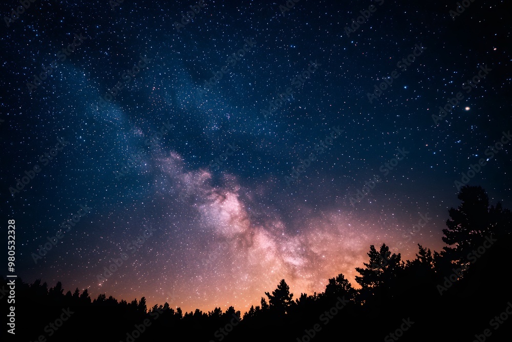 A starry night sky with the Milky Way galaxy A starry night sky with the Milky Way galaxy