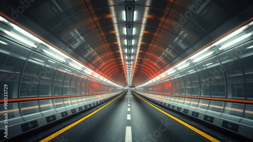 Tunnel images, Modern Tunnel with Curved Archways and Ambient Lighting