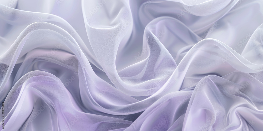 Obraz premium Abstract background with white and flowing fabrics, light grey and violet, forming elegant curves.