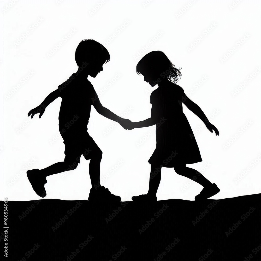children playing in the park silhouette children playing in the park silhouette
