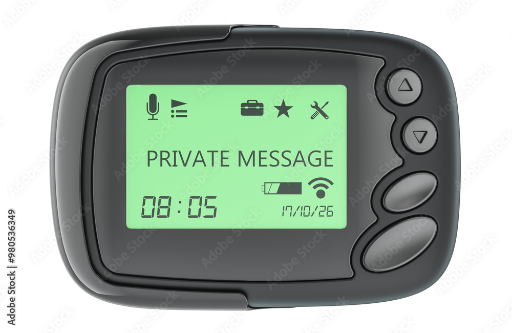 Pager or beeper, front view. 3D rendering isolated on transparent background Pager or beeper, front view. 3D rendering isolated on transparent background