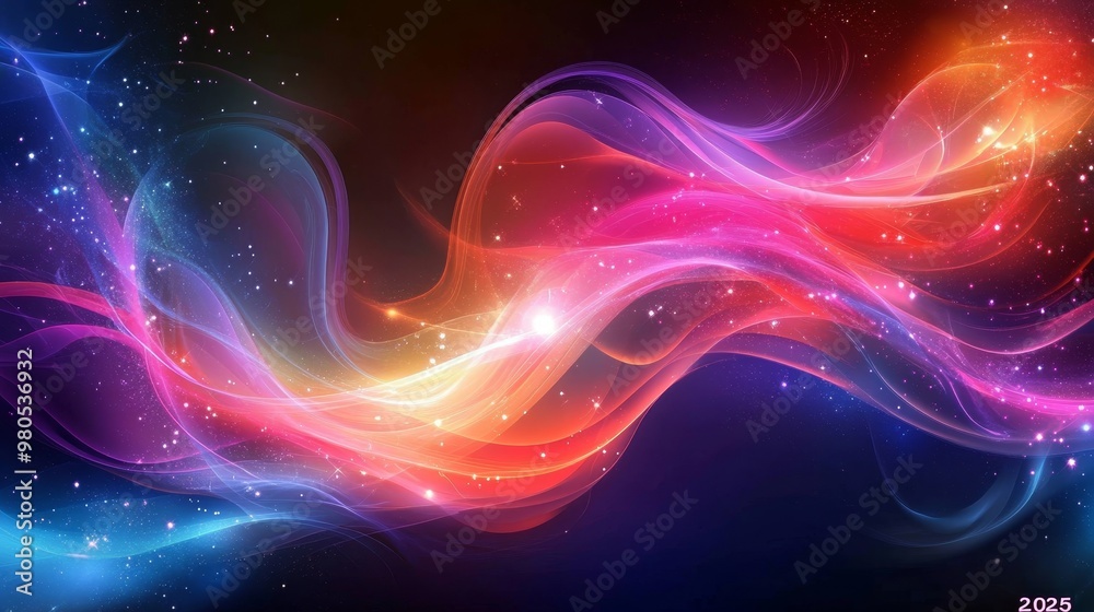 Cosmic Flow Abstract Swirls of Light and Color Representing the Future with Sparkling Points Cosmic Flow Abstract Swirls of Light and Color Representing the Future with Sparkling Points