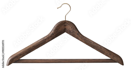 Dark wooden hanger isolated on a transparent background with clipping path.