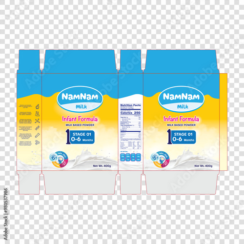 Infant Formula Baby Milk POwder Packaging Diecutting Template photo