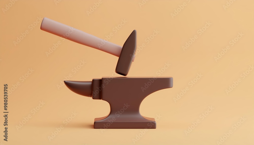 A minimalist design featuring a hammer striking an anvil, showcasing the art of crafting with a modern aesthetic. A minimalist design featuring a hammer striking an anvil, showcasing the art of crafting with a modern aesthetic.