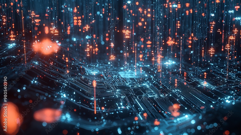 Obraz premium Generic intricate electronic elements in an abstract advanced technology composition