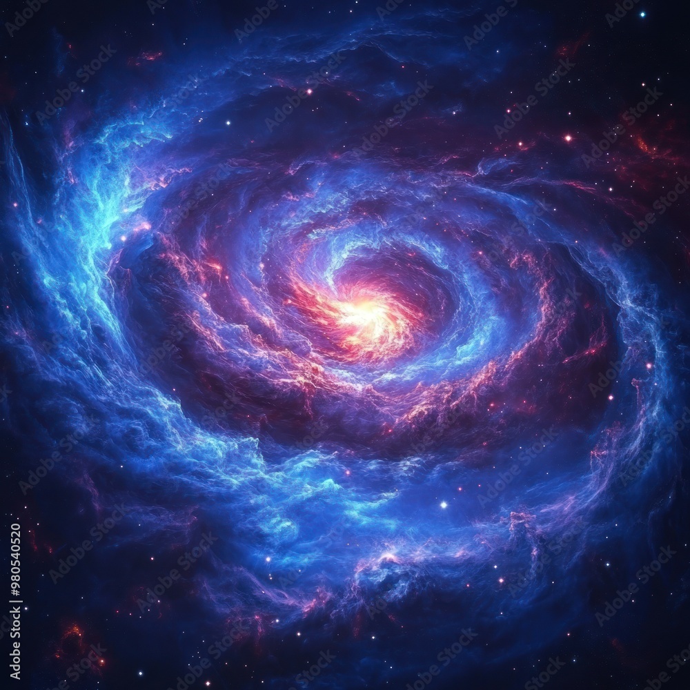A Cosmic Spiral Nebula with Blue and Pink Hues A Cosmic Spiral Nebula with Blue and Pink Hues
