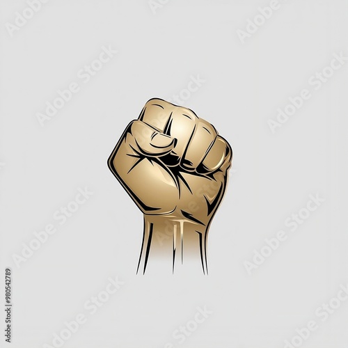  A striking digital illustration of a raised fist in a bold and minimalist style, symbolizing strength, unity, and resilience. Ideal for themes of empowerment, activism, and solidarity