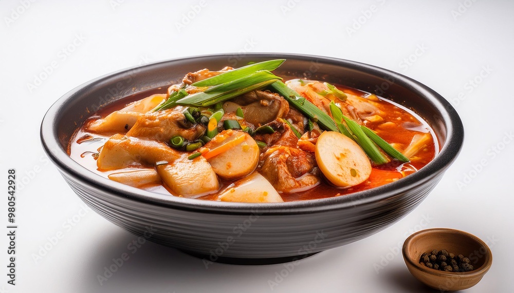 Korean Food, Gamjatang on white background isolated. Korean Food, Gamjatang on white background isolated.