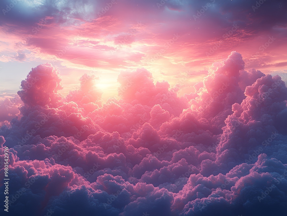 Pink Sunset Cloudscape   Aerial View of Dramatic Sky