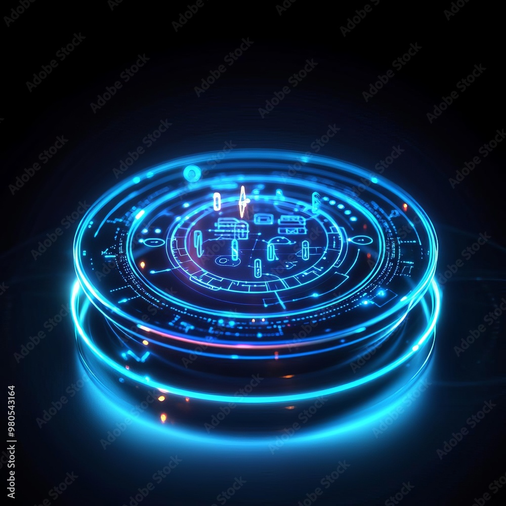 Fototapeta premium Astrology match analysis, virtual holographic signs, glowing elements
