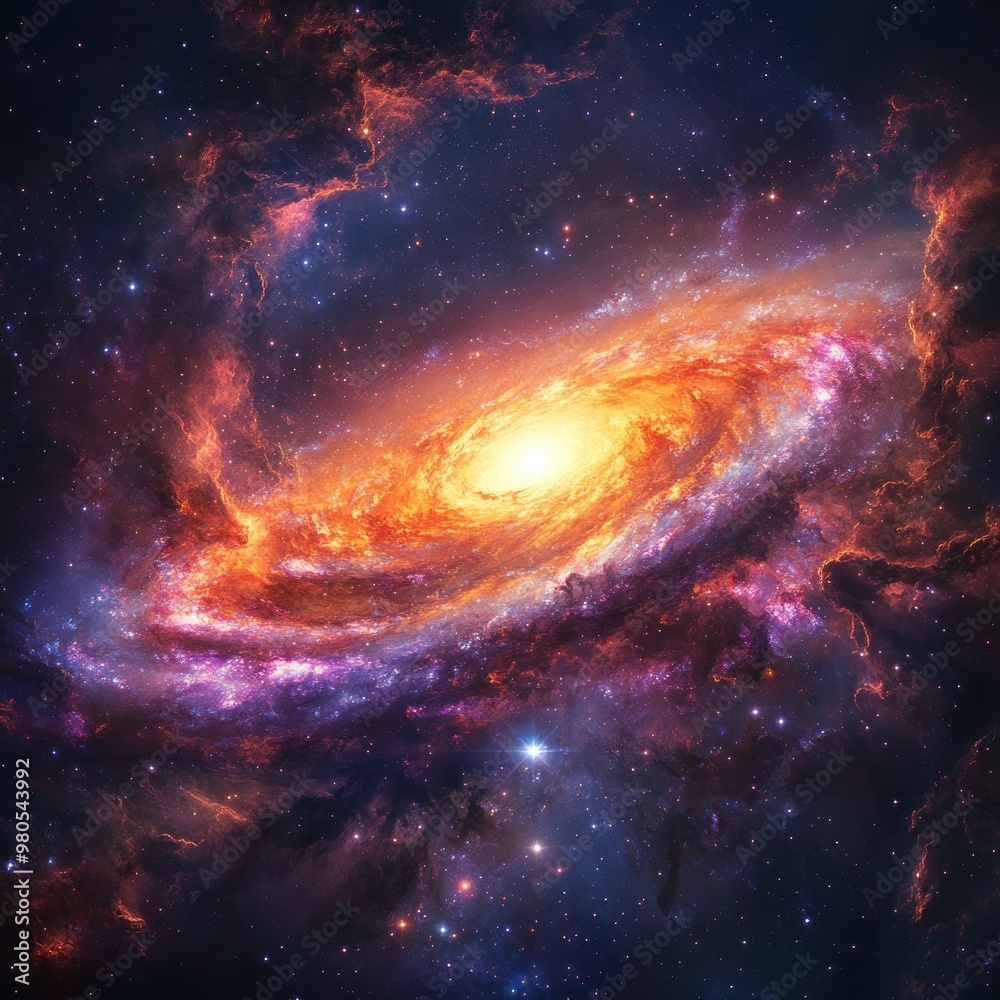 A Vibrant Spiral Galaxy With Surrounding Nebulae and Stars A Vibrant Spiral Galaxy With Surrounding Nebulae and Stars