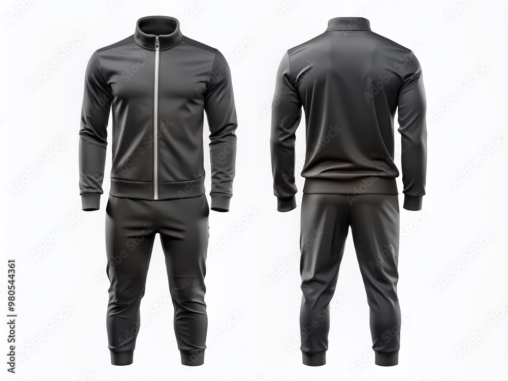 black tracksuit mockup with front and back views, black tracksuit mockup with front and back views,