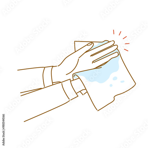 しもやけの対策：手洗い後に手の水気を拭くイメージイラスト