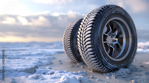 Wallpaper Mural New car tires as a background for your design. AI Generated Torontodigital.ca