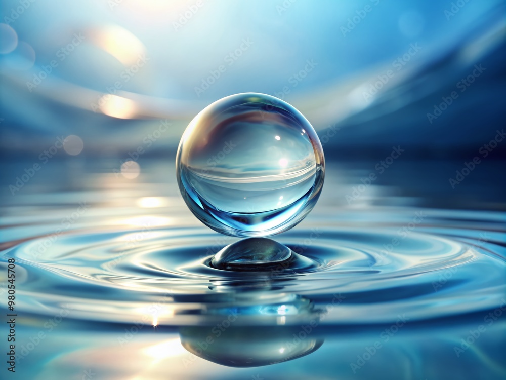 Macro shot of a single crystal clear water droplet on a transparent background, showcasing delicate ripples and subtle reflections with soft, blurred edges. Macro shot of a single crystal clear water droplet on a transparent background, showcasing delicate ripples and subtle reflections with soft, blurred edges.