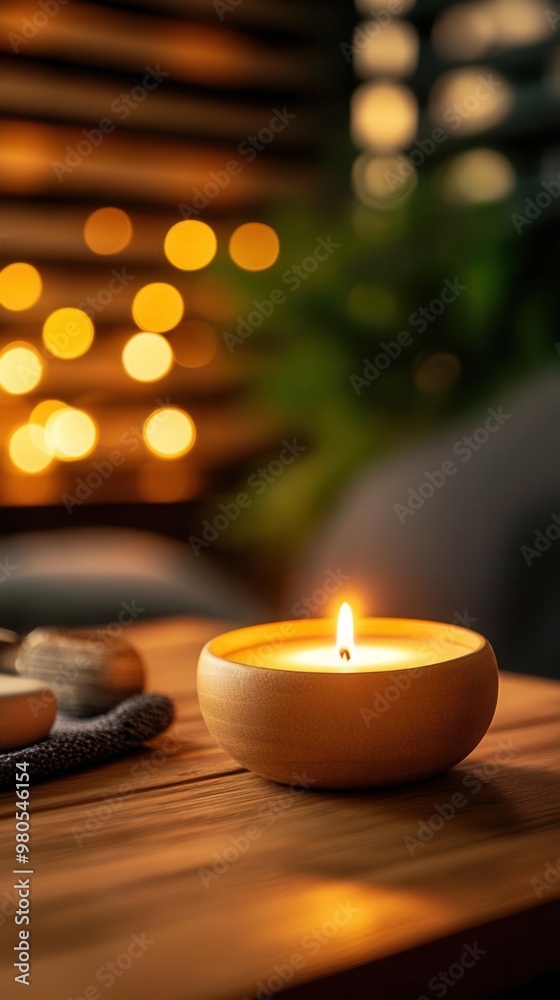 Ambient soundwaves gently blend with cozy textures in a tranquil, candlelit room, evoking relaxation and mindfulness, [soundwaves], [cozy], [ambient],