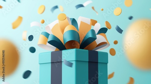 Animated gift box bursting with reward points, bright and celebratory theme, concept of earning and redeeming bonuses