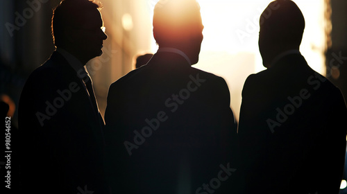 silhouette of people in a light