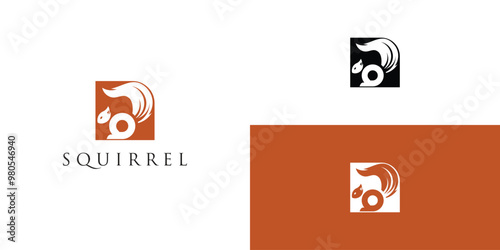 Creative squirrel logo design with unique concept premium vector