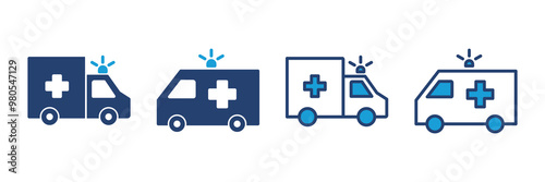 Ambulance icon vector. ambulance truck icon vector. ambulance car