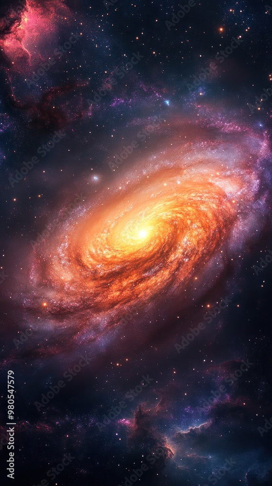 A Cosmic Spiral Galaxy in a Starry Night Sky A Cosmic Spiral Galaxy in a Starry Night Sky
