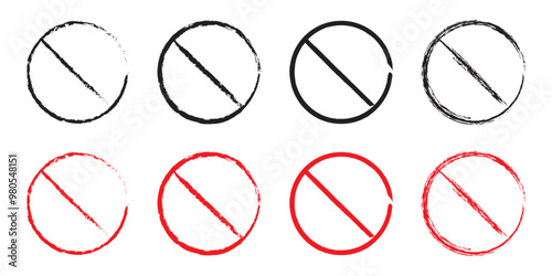 red prohibited or forbidden symbol set. blank prohibited sign icon vector illustration.