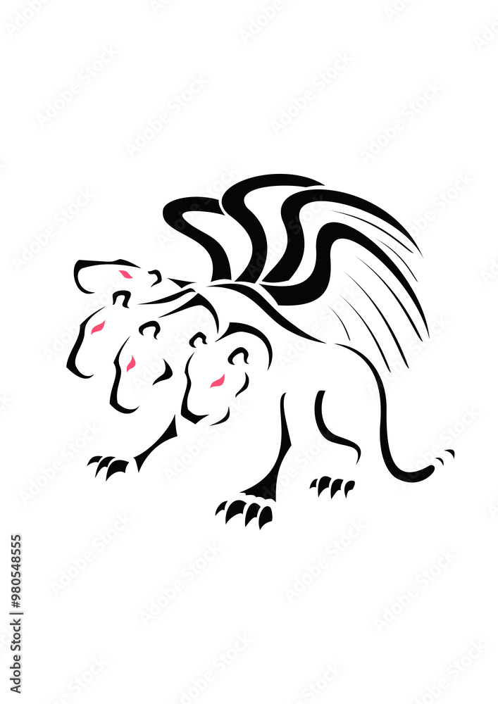 Fototapeta premium Four-Headed Winged Leopard, Greek Mythology