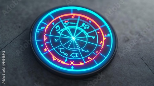 Neon zodiac match, futuristic astrology display, cosmic compatibility