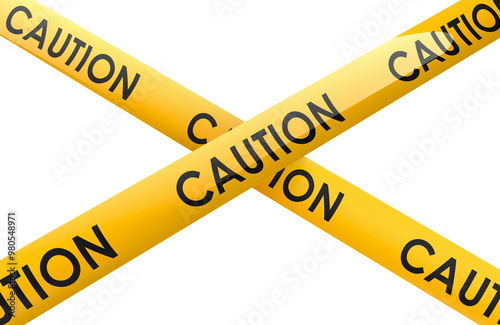 Caution Barrier Tapes, 3D rendering isolated on transparent background